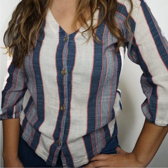 Cloth & Stone for Anthropologie Striped Button-Up Shirt size S - Picture 1 of 6